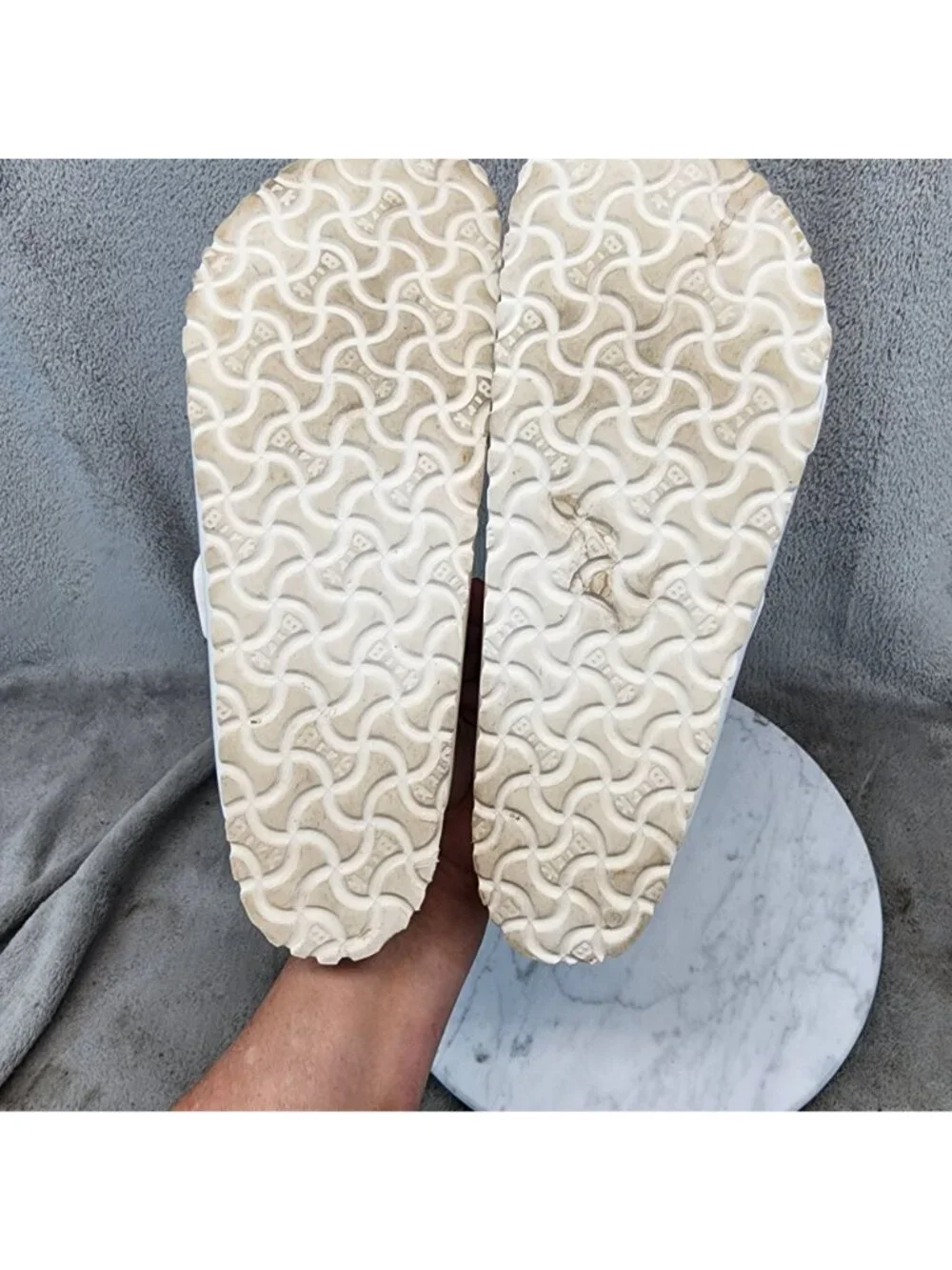 Birkenstock Shoes Mens EU 44 US 11-11.5 Arizona Essential White Sandals *Read*